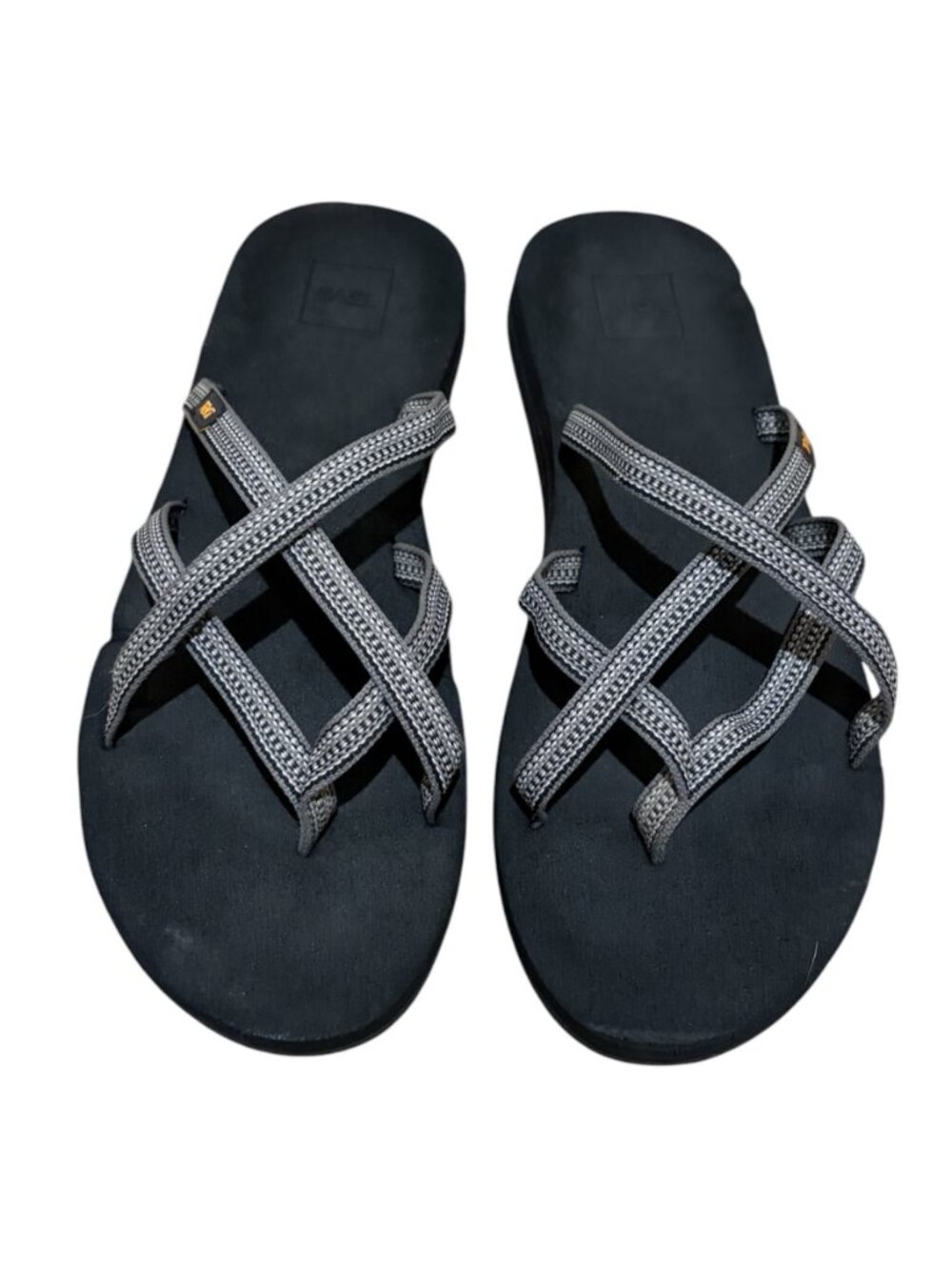 Teva Olowahu Flip Flops Gray Black Stripe Patterned